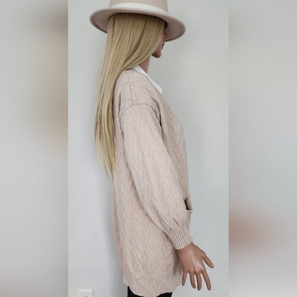 SEVEN WONDERS SWEATER KNITTED BUTTON SIDE POCKET SHORT CARDIGAN MEDIUM - Picture 8 of 14